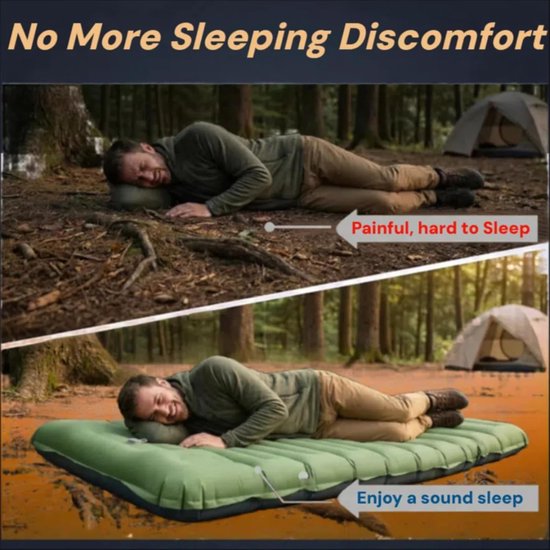 Opblaasbare Slaapmat - Kampeer Matras - Buiten Slapen - Ingebouwde Voetpomp - 4 Inch Dik - Blauw — afbeelding 5