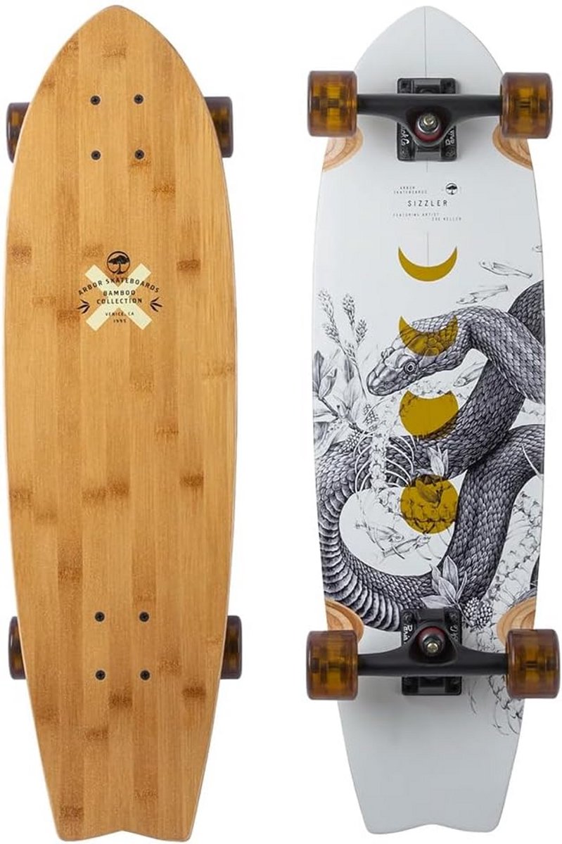 Compleet Longboard Bamboe Cruiser Snel Verplaatsen Zachte Grip Wielen 775 cm Lengte met design