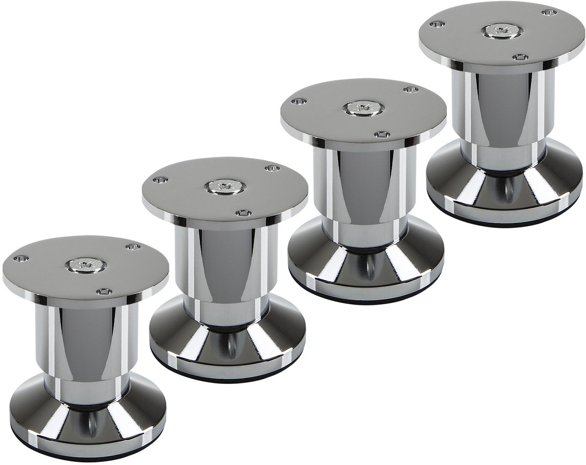 SOTECH 4 stuks meubelpoten TERRA hoogte 50 mm chroom gepolijst hoogte verstelbaar tot max. 15 mm, belastbaar tot 250 kg / per voet