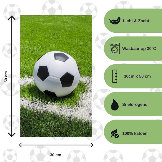 Kinderhanddoek - Zachte handdoek - Na het sporten - Voetbalmotief - 30 x 50 cm - Groen — afbeelding 2