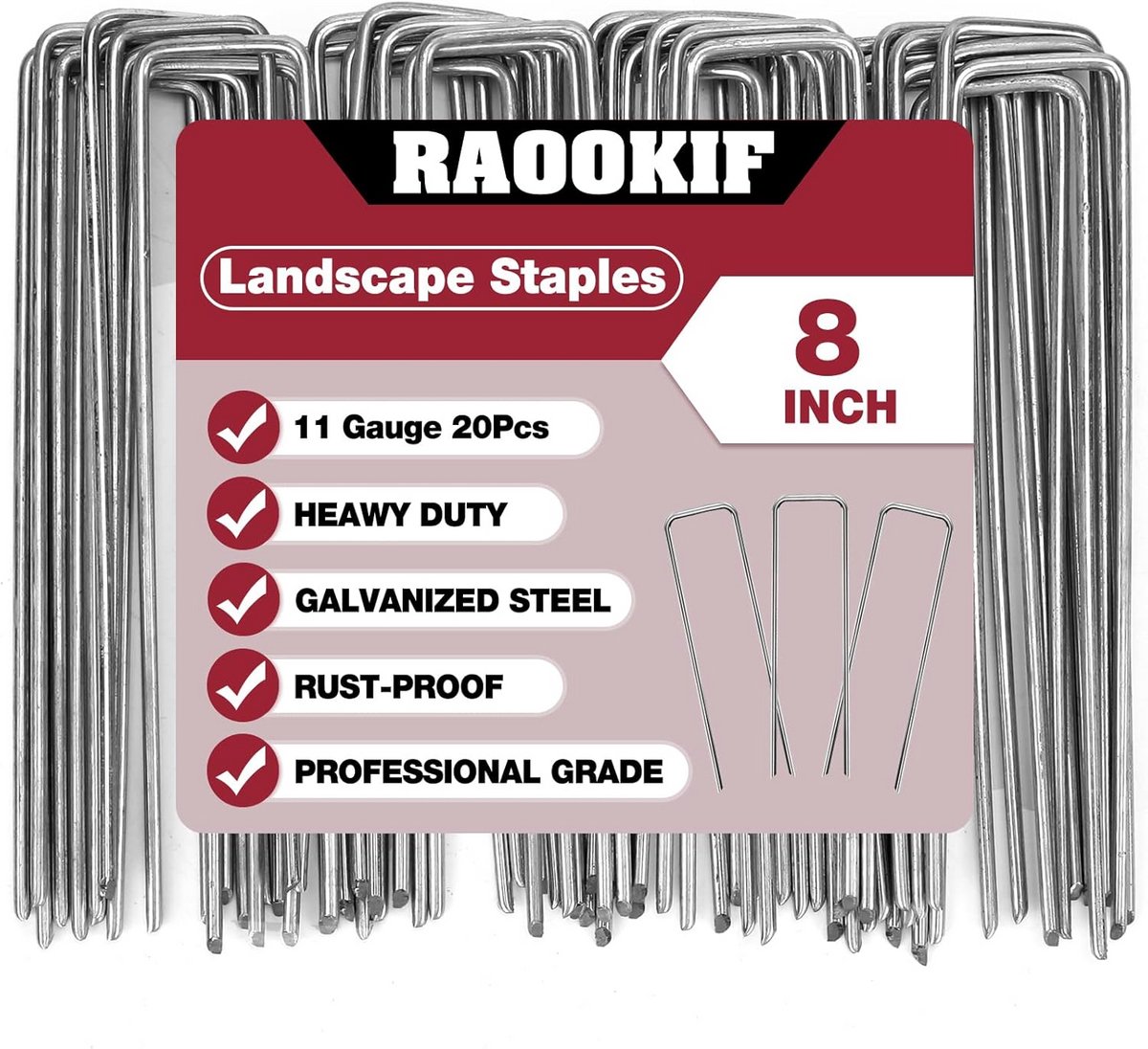 Tuin Nietjes Stakes - Grondpennen Hek - Landschap Bevestigen - Gegalvaniseerd Staal - 20 stuks 12 inch - Zilver