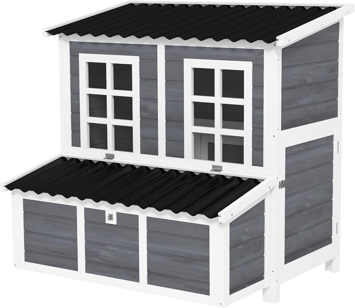 Houten Kippenhok met Ruim Legnest – 100 x 86 x 100 cm – Weerbestendig Dierenverblijf met 3 Legvakken, Uitschuifbare Mestlade en Loopplank – Geschikt voor 3 tot 4 Kippen