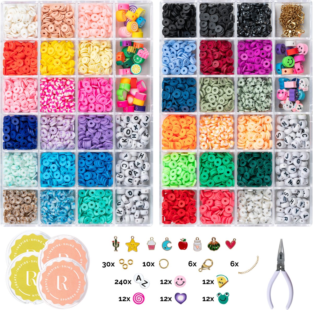 Richly® Katsuki Duo Kralen set - Armbandjes maken meisjes - gratis E-BOOK - Complete set & Premium Verpakking - 4500+ kralen - 8 Bedels & Gouden RVS-accessoires - Sieraden maken volwassenen - Letterkralen - Kralen ketting - Knutselen meisjes