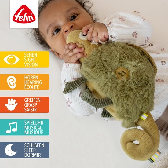 Slaaphulp Kameleon - Knuffel met geluid - Baby kalmeren - Met cry-sensor - 27 cm - Kaki — afbeelding 3