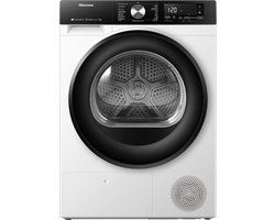 Hisense DH3S902BWCC - Condensdroger - 9 kg - Vrijstaand - Voorbelading - Warmtepomp - Wit - Draaiknop - TouchControl - 63 dB(A) - Ion Refresh - Allergy Care - Auto Dry