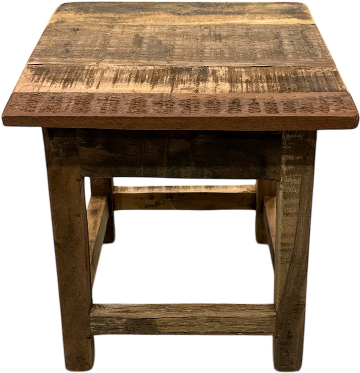 Houten krukje deccoratief 30x26cm - Handgemaakt Plantenkruk - Voetenbankje - Bijzettafeltje