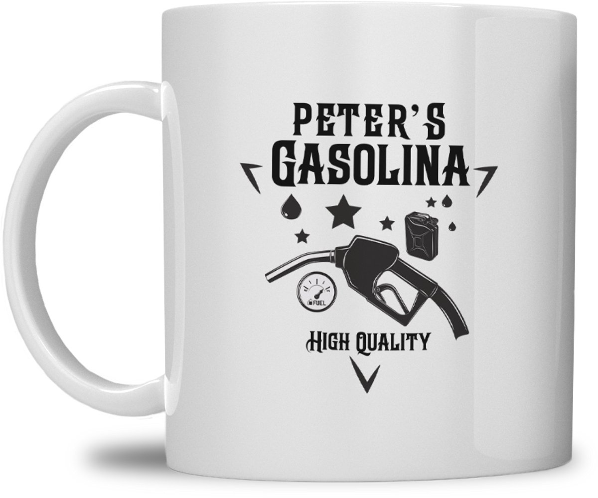 Mok | Gepersonaliseerde Gasolina Koffiemok met Naam | Koffie is Mijn Brandstof | Wit