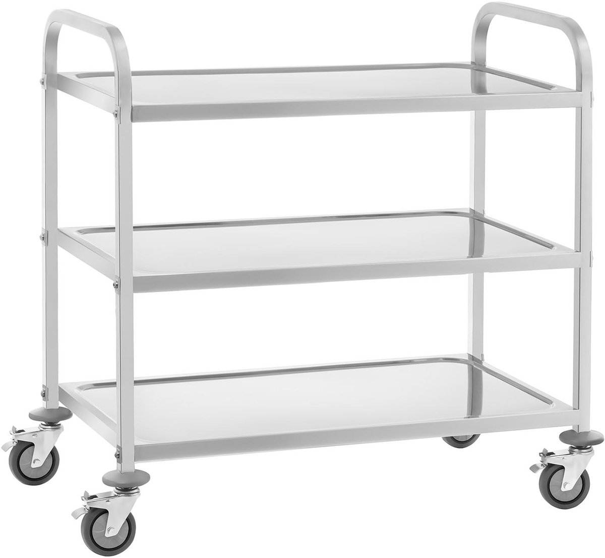 Serveerwagen roestvrij staal - 3 tabletten - tot 150 kg - 2 remmen - Royal Catering