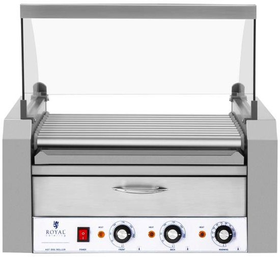 Hotdog Grill - 11 rollen - Warmhoudlade - Roestvrij staal - Royal Catering — afbeelding 2
