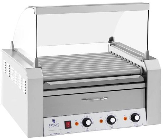 Hotdog Grill - 11 rollen - Warmhoudlade - Roestvrij staal - Royal Catering — afbeelding 4