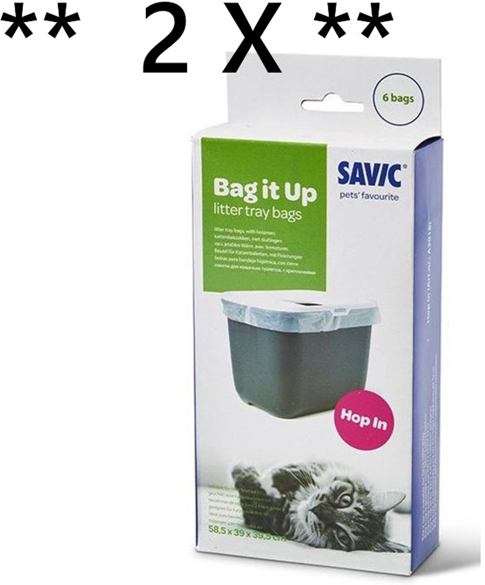 Bol.com ** 2 X ** Savic kattenbakzakken * 58.5x39x39.5cm * 6 st *bag it up voor hop in *bags met snebinder ** 2x6 = 12 zakken aanbieding