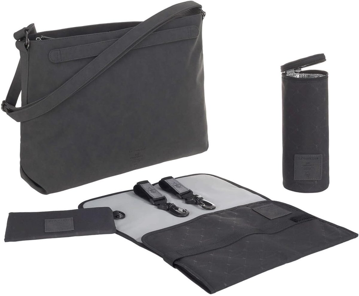 Baby luiertas - Schoudertas verzorging - Baby verzorgen onderweg - Veganistisch materiaal - 43 x 125 x 31 cm - Antraciet
