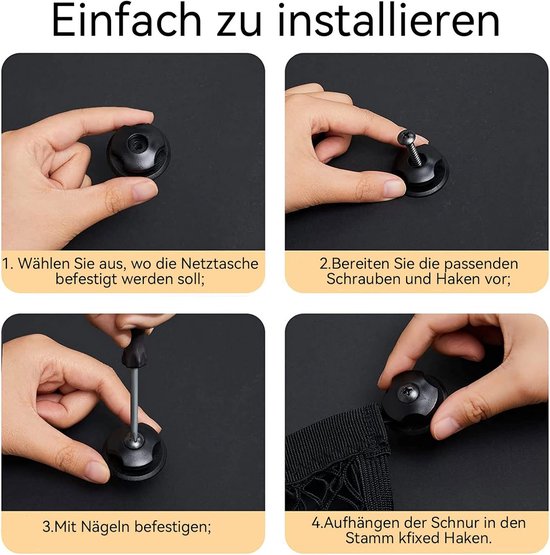 Bagagenet Fiets - Opbergnet - Bagage Vervoeren - Met 4 Haken - 35 x 25 cm - Zwart — afbeelding 4