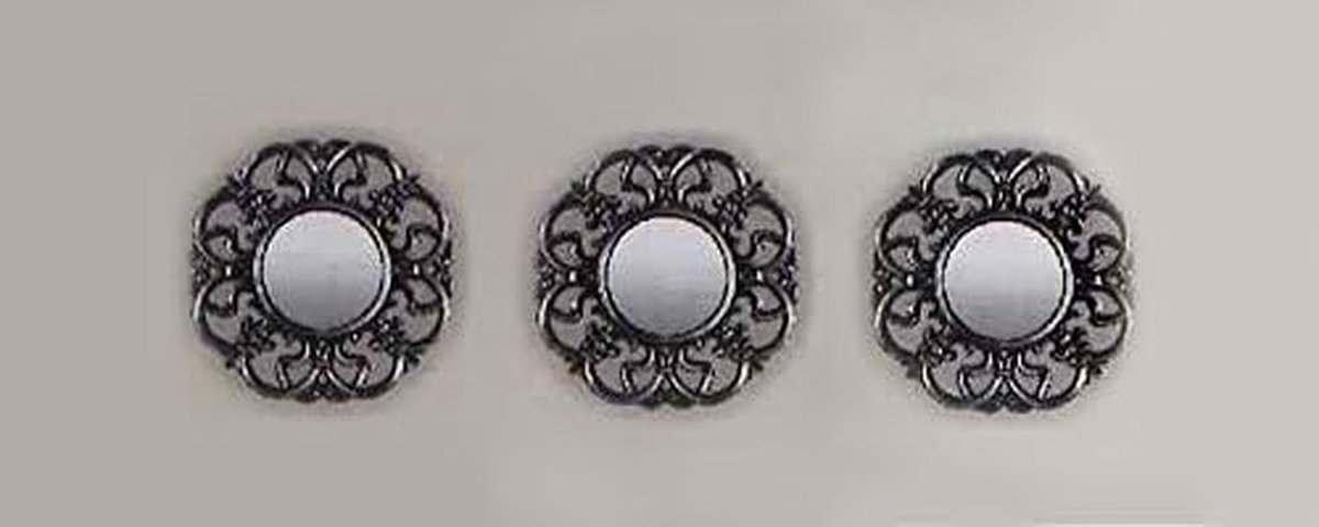 Wandspiegel Set - Decoratieve Spiegels - Interieur Decoratie - Antieke Stijl - 3 stuks 25cm - Antiek