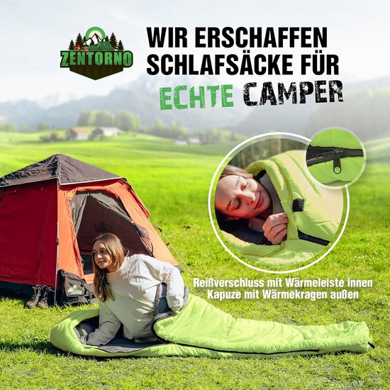 Winterslaapzak - Mummieslaapzak Outdoor - Kamperen en Hiken - Waterafstotend en Ademend - 210x75 cm - Groen — afbeelding 5