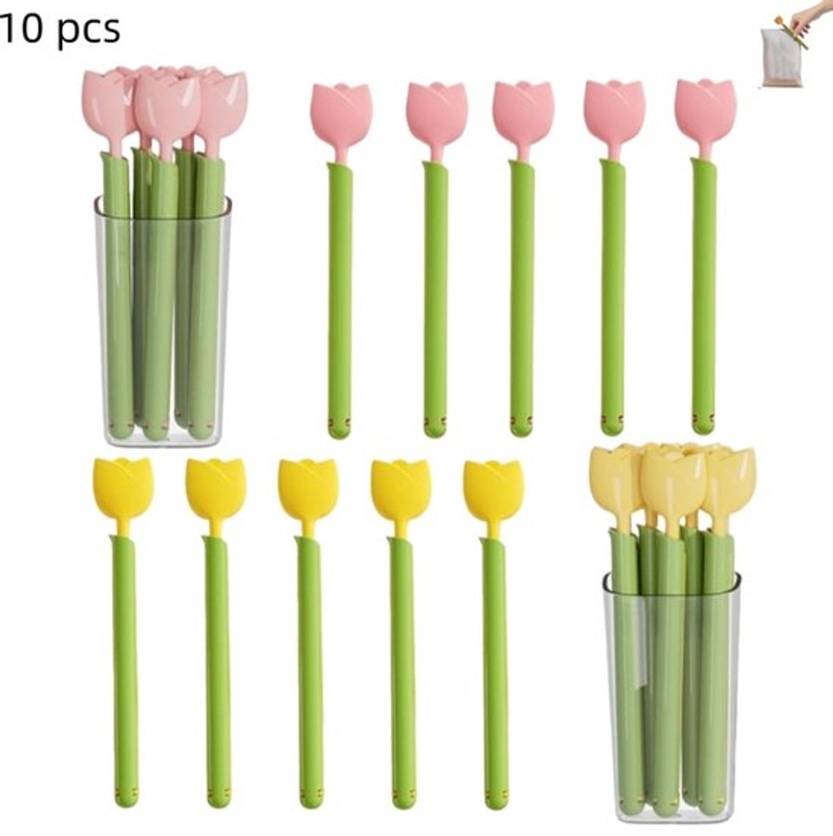 10 stuks - Magnetische koelkastsluitclips - vershoudclips voor voedselzakken - met 2 magnetische opbergdoos - geschikt voor snacks zoals chips en gedroogd fruit - roze+geel - 14×5cm