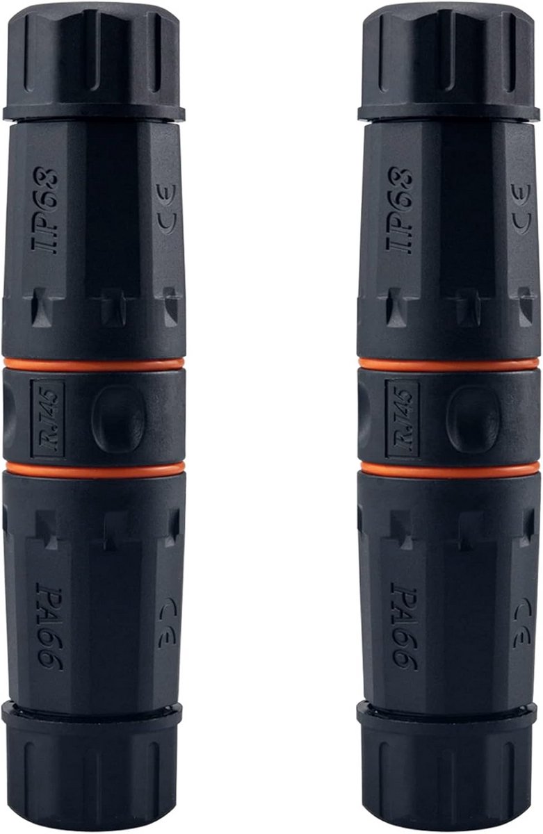 Netwerkkabel Connector - Ethernet Koppeling - Buiten Installatie - IP68 Waterdicht - Cat6A - Zwart