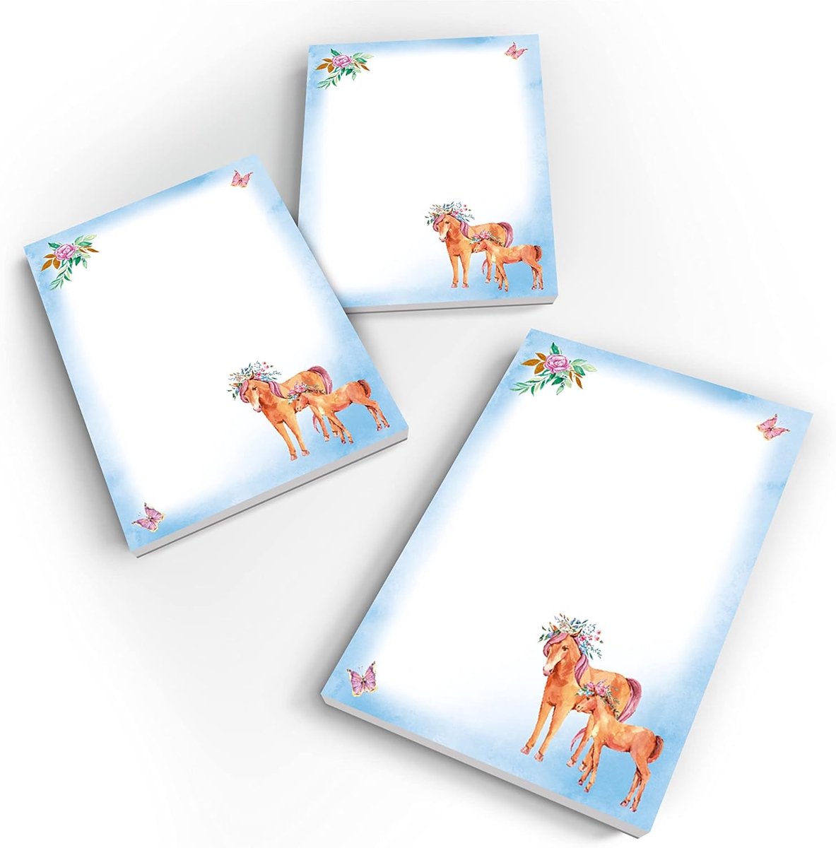 Mini Notitieblokken - Kleine Schrijfblokjes - Feestjes Organiseren - Gemaakt in Duitsland - 12 Stuks A7 - Paarden Motief