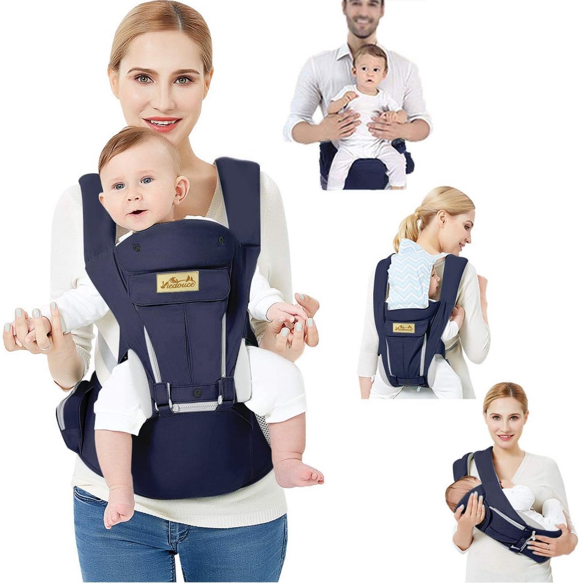 Babydrager - Kinderdrager Rugzak - Comfortabel Dragen - Ergonomisch Ontwerp - Tot 20 kg - Donkerblauw
