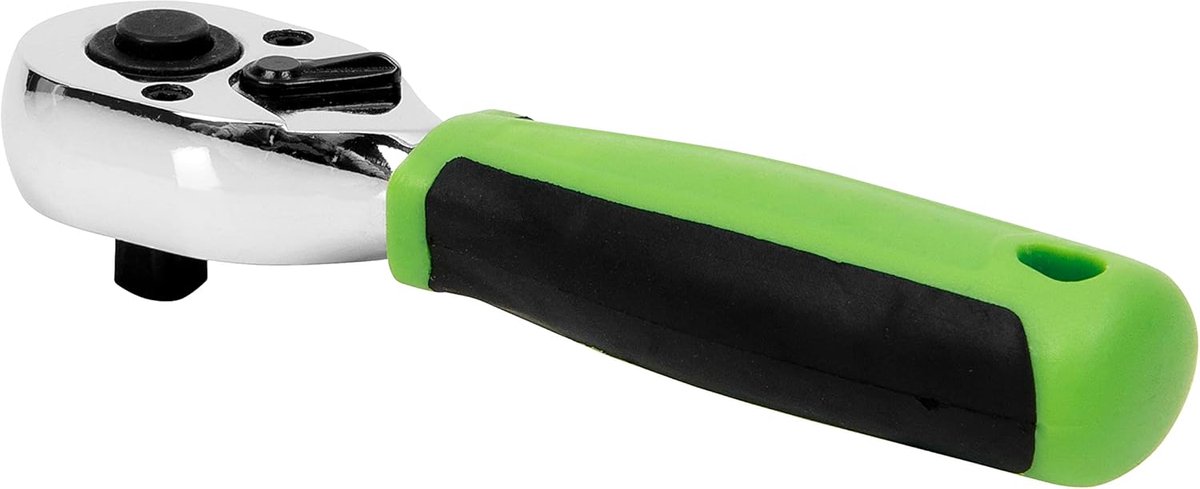 Ratelsleutel Stubby - Kleine Ratel - Klus Klussen - Peer Hoofd Flip Reverse - 105mm Lengte - Chroom