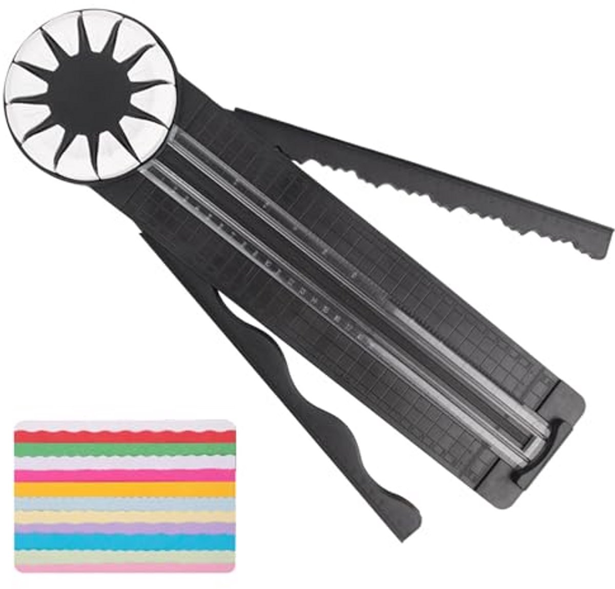 Papiersnijder - Papier snijmachine - Knutselen en kaarten maken - Twaalf snijsoorten - 468 cm lang - Wit