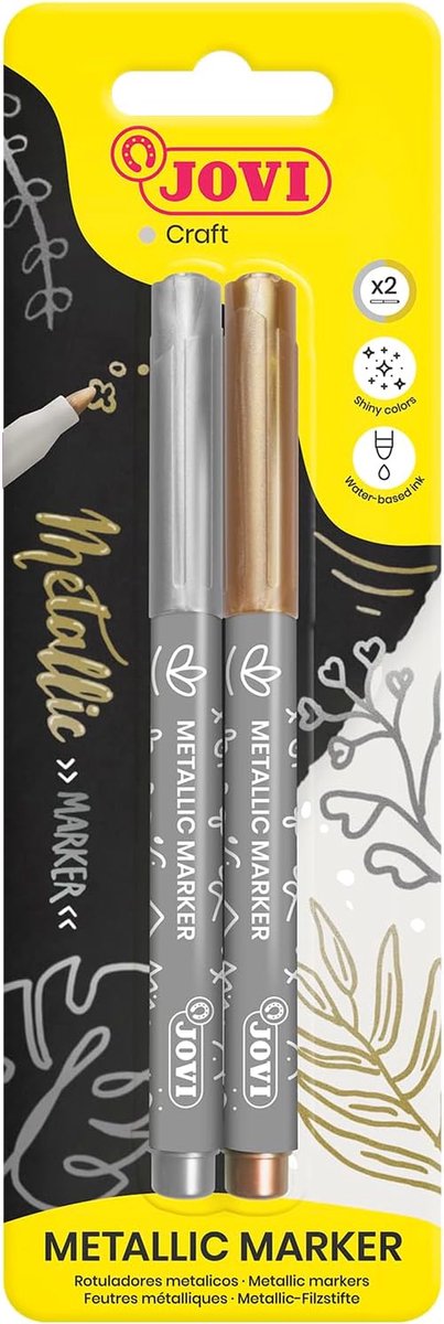 Metallic Markers - Effect Pennen - Creatief Versieren - Wasbaar Op Handen - 2 Stuks - Zilver Goud