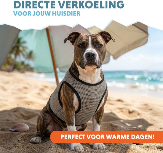 CoolPets Koelvest Hond L - Coolvest - Verkoelende Jas - Ruglengte 35 cm - Cooling Vest - Beige