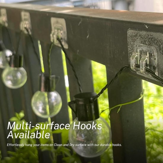 25 Stuks Grote Kabelclips voor Buiten - Weerbestendige Ophanghaken Zonder Boren - Schadevrij Ophangsysteem voor Kerstverlichting, Prikkabel & Lichtsnoeren - Ideaal voor Tuin, Terras & Balkon — afbeelding 2