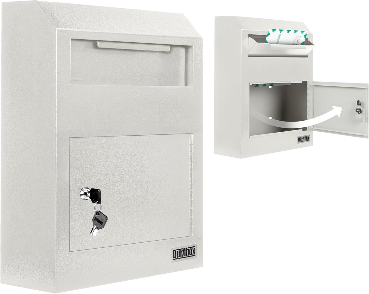 Wandmontage brievenbus - Stalen brievenbus - Veilige opslag - Heavy duty staal - 15"H x 12"B - Zwart