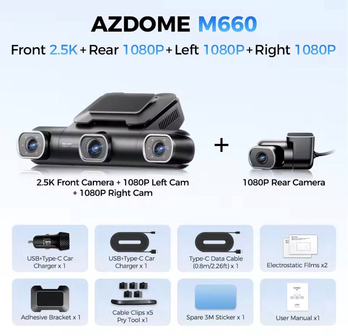 AZDOME M660 2.5K 4CH 360° Dashcam met 128GB eMMC thumbnail 3