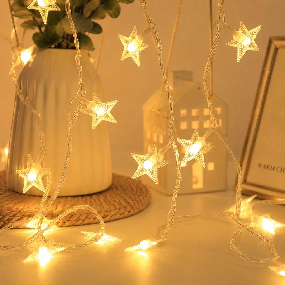 Lynn's Led Sterretjes Lichtsnoer - 3 meter - 20 Lichtjes - Warm Wit - Batterij - Slaapkamer