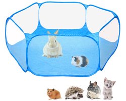 Opvouwbare huisdierentent -Dierenren - Speelruimte voor huisdieren - Huisdierhek - Hek - Huisdierbed - Opvouwbaar - 115*100*38 cm - Geschikt voor konijnen, cavia's, hamsters, katten, honden, enz. - Blauw