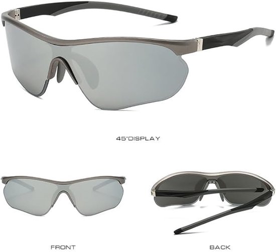 Unisex sportzonnebril met onregelmatige vorm - UV400-bescherming - Semi-randloos ontwerp met enkelvoudige lens - Markante stijl - Windbestendig - Ideaal voor fietsen, hardlopen en buitensporten - Wit montuur met groene glazen van Unisex. — afbeelding 3