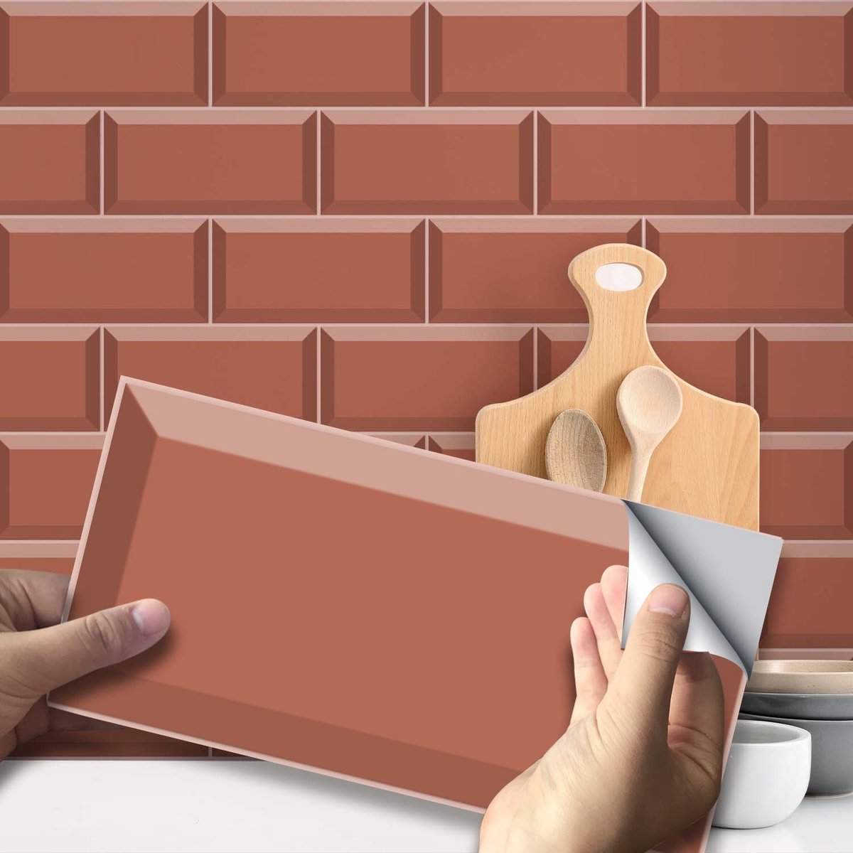 Dailygoods- Tegelstickers 27 Stuks - Zelfklevend - Wanddecoratie - Badkamer/Keuken - Makkelijk aan te brengen - Rode Baksteen Design - Muursticker