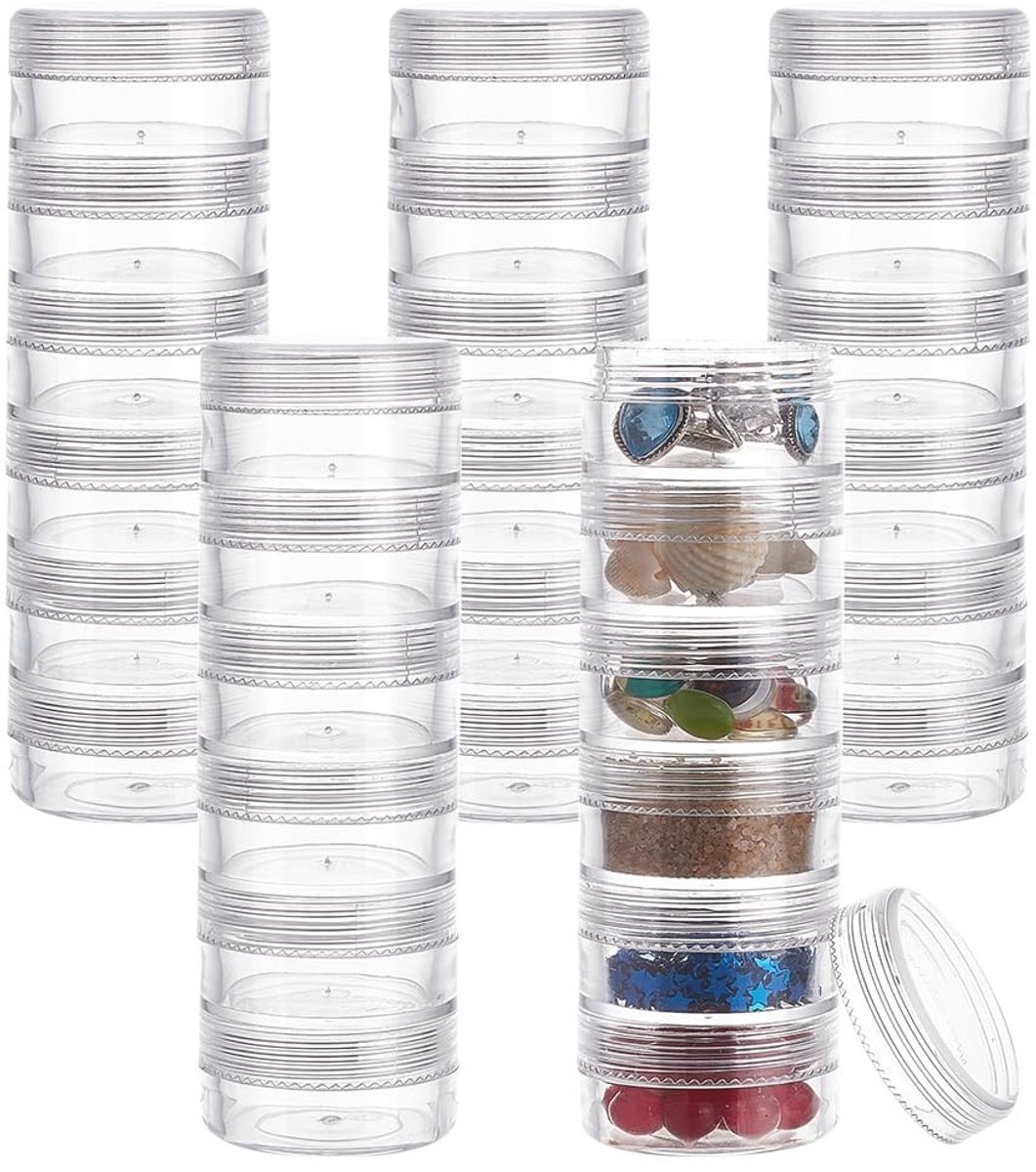 Dailygoods- Kraalcontainer 30 Stuks - Doorzichtige Opbergpotten - Stapelbare Containers - Voor Ambachten - Kleine Voorwerpen - Creatieve Oplossing - Opbergpot