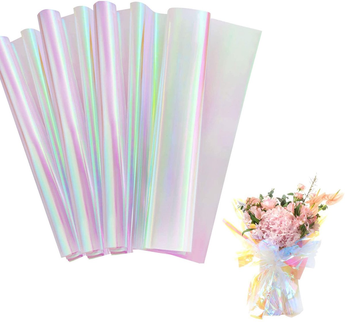 NTH products- Cellofaanfolie 20 Vellen - Geschenkfolie 52x60 cm - Transparant Papier - Iriserend Filmpapier - Cadeaupapier - Perfect voor Verpakken - Inpakpapier