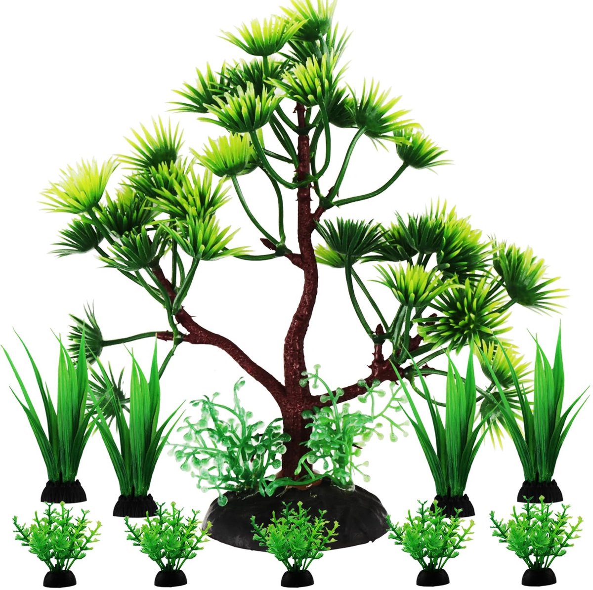 Dailygoods- Aquariumdecoraties 10 Stuks - Kunststof Planten - Vis Decoraties - Aquarium Accessoires - Zachte Bladeren - Veilig voor Zoet- en Zoutwater - Aquariumplanten
