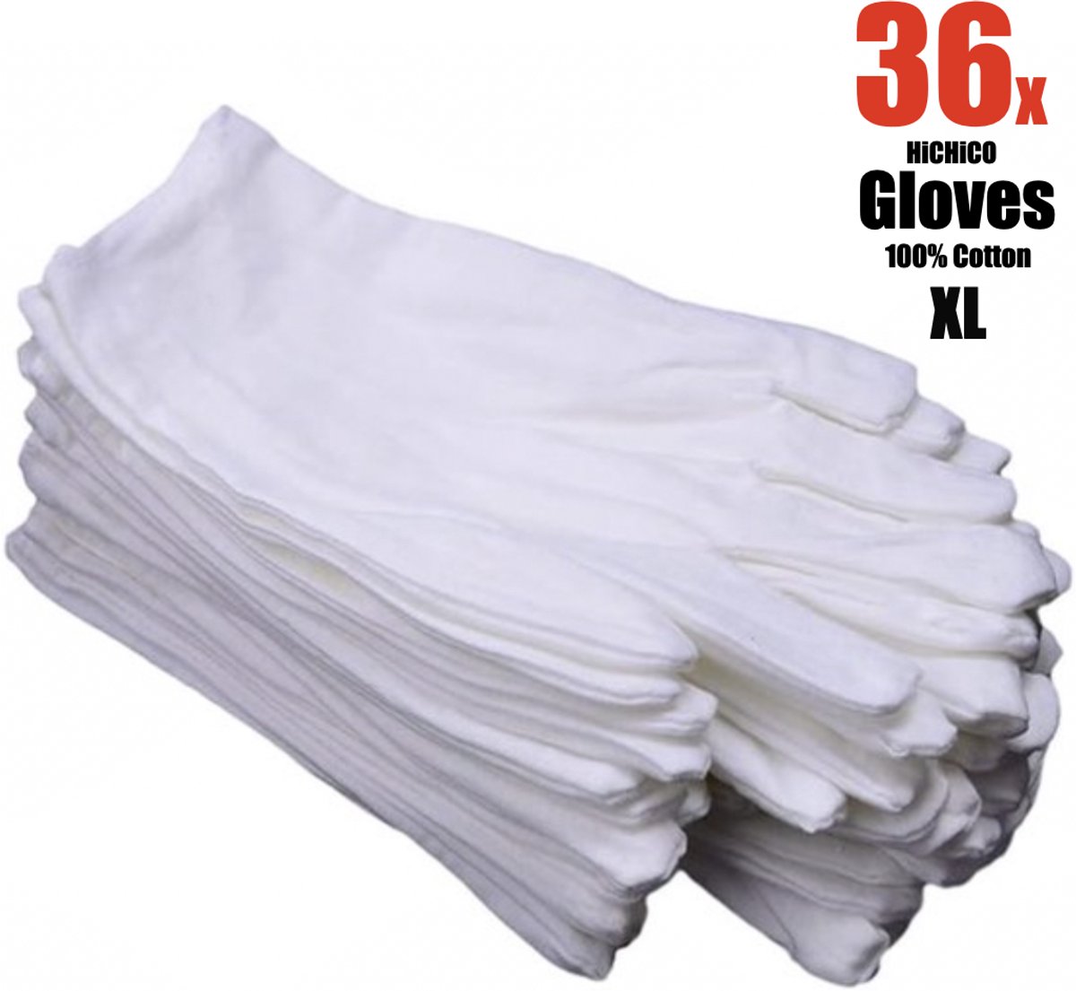 36 Stuks/18 Paar Katoenen Handschoen Wit XL - Katoenen Handschoen Wit – Munt Handschoen - Gezondheidszorg - Ziekenhuis - Beauty Center – Kapper - Jewelry - eczeem - allergie - juweliers – Handschoenen 100% Katoen maat XL