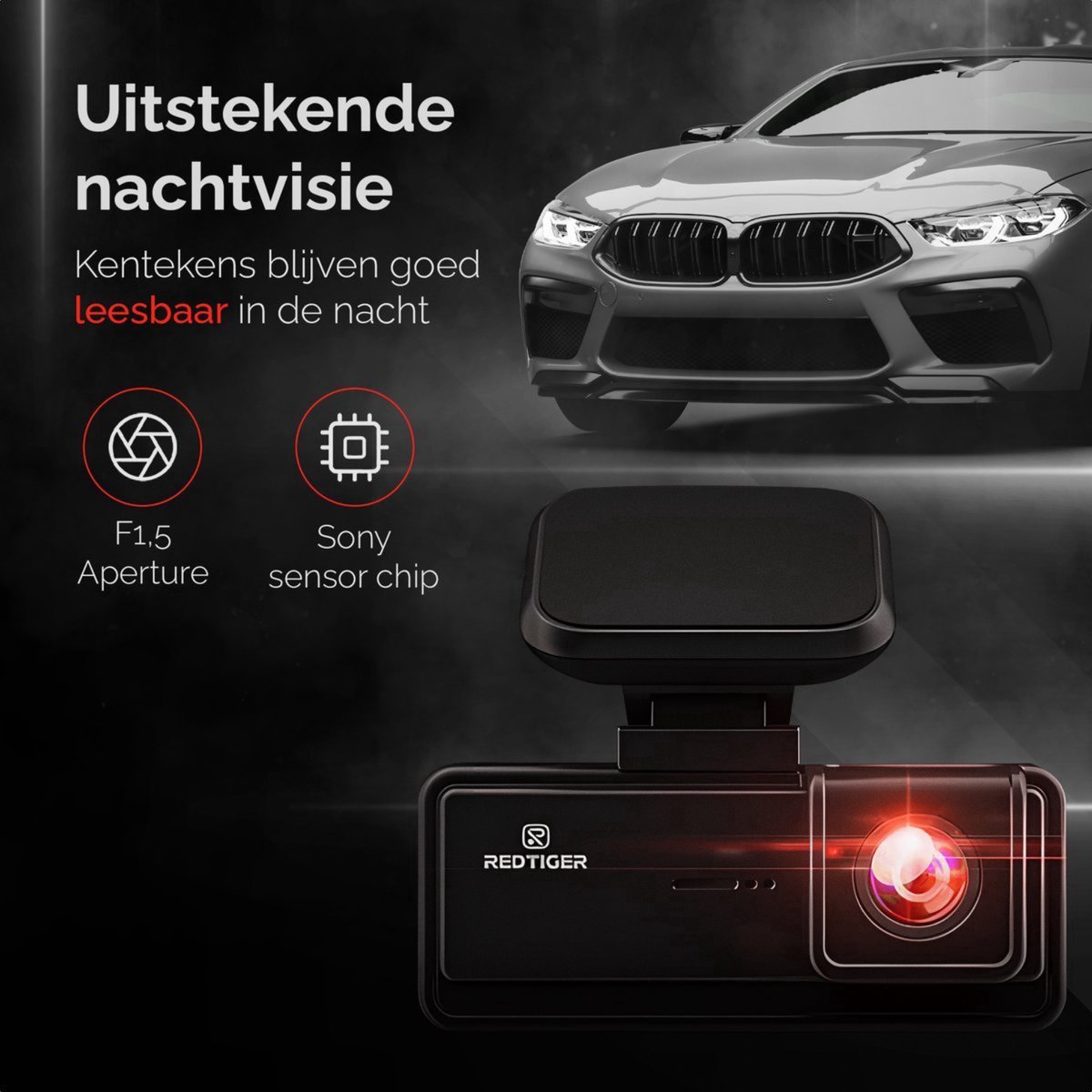 RedTiger F8 Lite Dashcam voor auto - 4K - Voor Camera - WiFi en GPS - 3,18 Inch met App - Dashcams - 2025 model - Sony Sensor - Nachtzicht - Parkeerbewaking - G Sensor - Loop opname - thumbnail 2