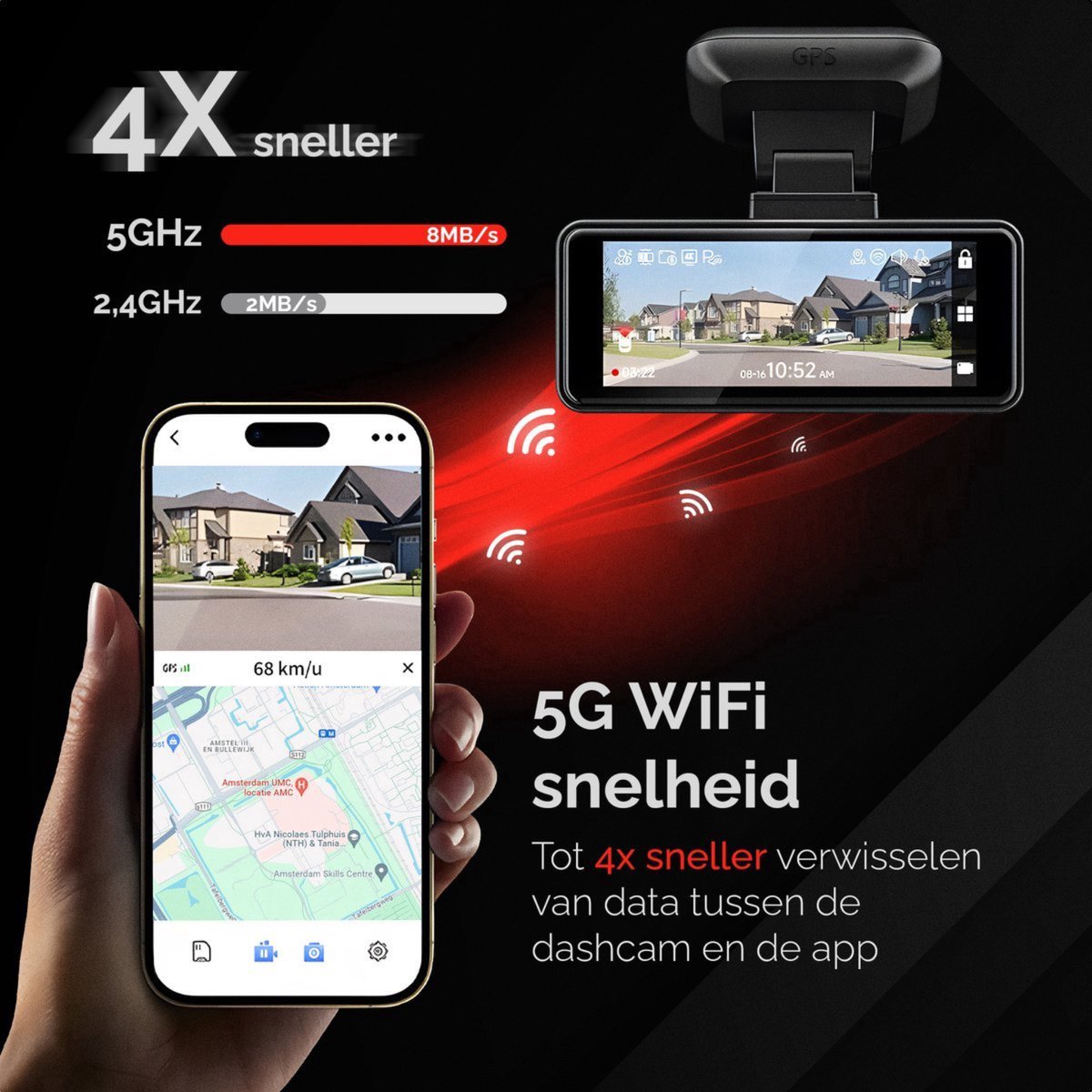 RedTiger F8 Lite Dashcam voor auto - 4K - Voor Camera - WiFi en GPS - 3,18 Inch met App - Dashcams - 2025 model - Sony Sensor - Nachtzicht - Parkeerbewaking - G Sensor - Loop opname - thumbnail 8