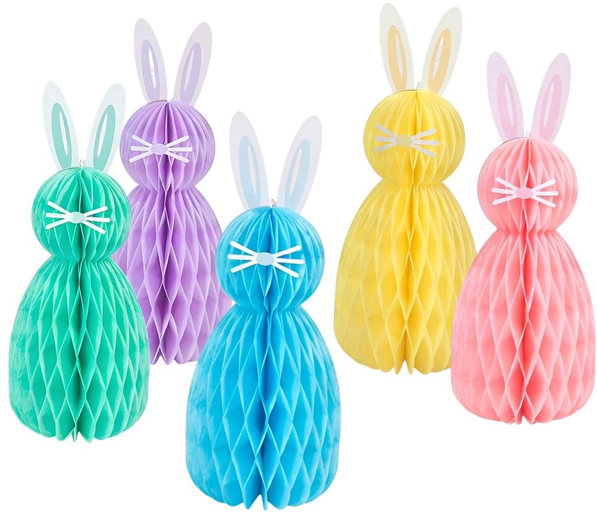 Dailygoods - Set van 5 Honingraatdecoraties voor Pasen