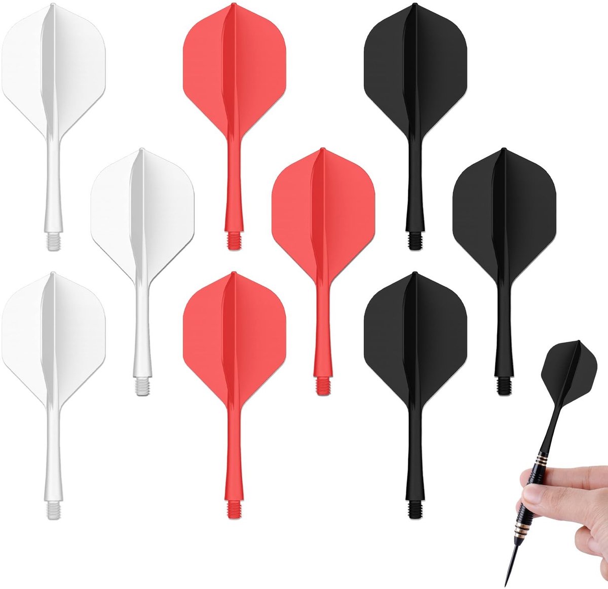 Dailygoods- Dart Flights Set van 9 - K Flex Dartvleugels - 70 mm Schachten - Dartaccessoires - Verbeterde Stabiliteit - Perfecte Controle - Dartpijlen