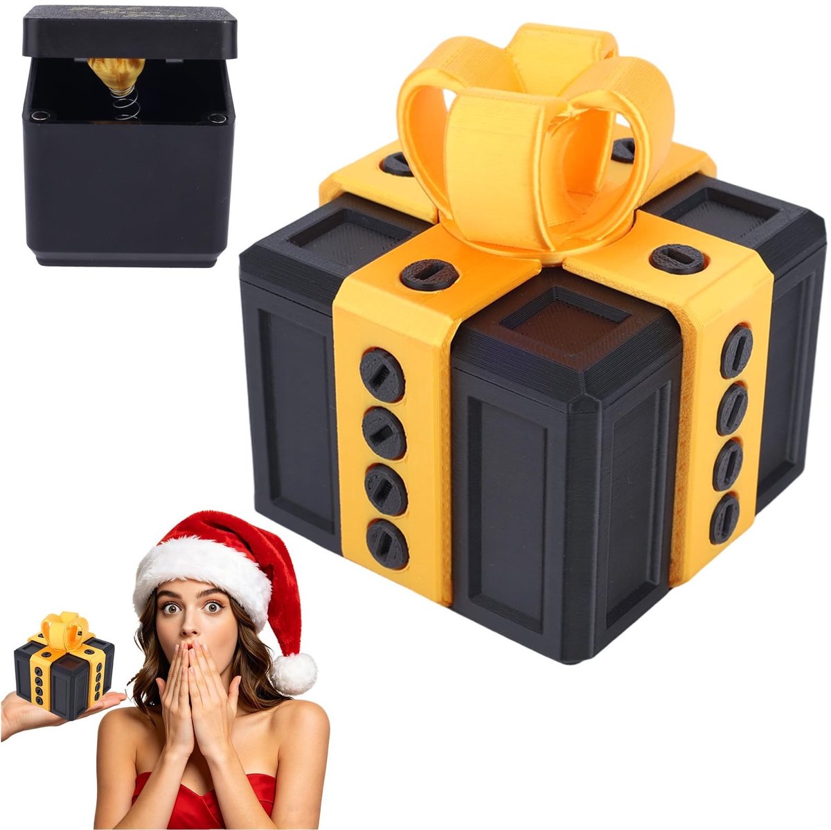Dailygoods- Geschenkdoos 3D Grap - Cadeauverpakking Doosje - Geschenkdoos met Deksel - Grapgeschenkdoos - Verjaardag/Kerst/Halloween - 8x8x9cm - Grapdoos