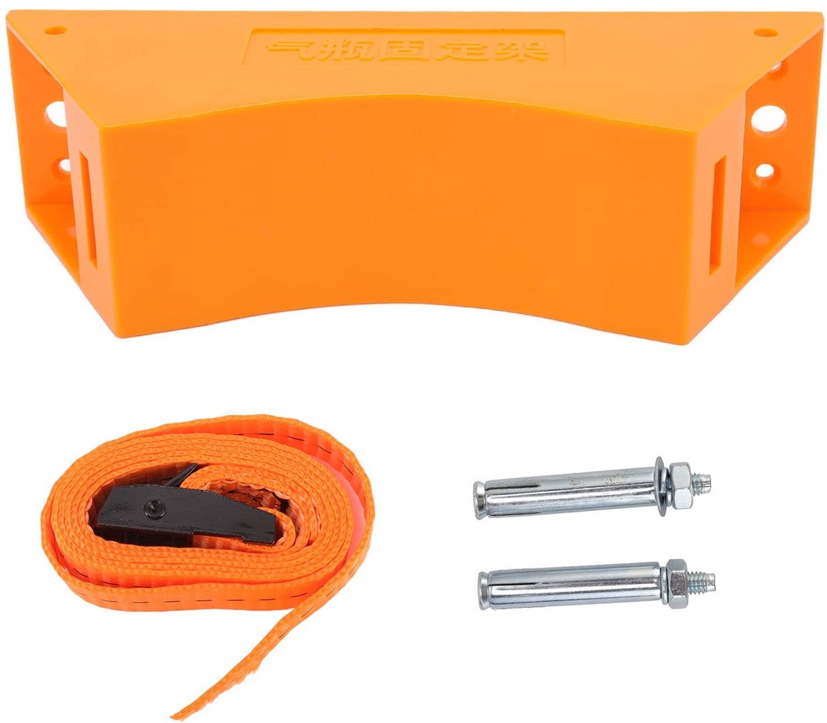 Dailygoods- Gasfleshouder Lichtgewicht - Wandhouder/Cilinderbeugel - Veiligheidsketting - Duurzaam Kunststof - Stevige Structuur - Brede Toepassing - Gasflesbeugel