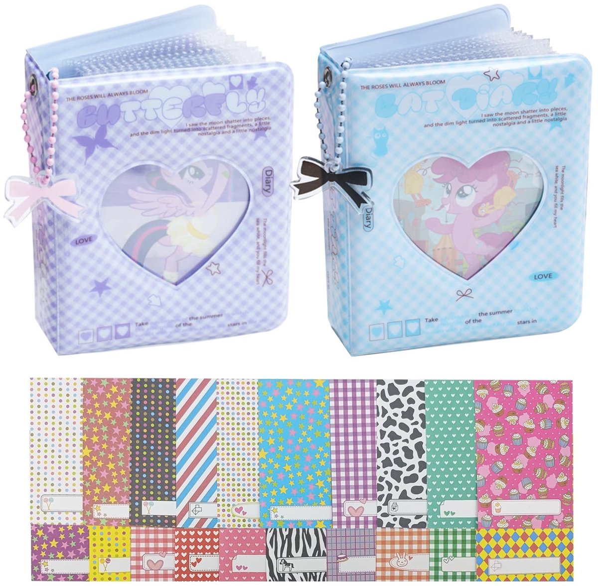 Dailygoods- Fotoalbum 2 Stuks - Instax Mini/Fotokaartmap - 3 Inch/Fotoboek - 80 Vakken - Duurzaam/PVC - Compact/8x11 cm