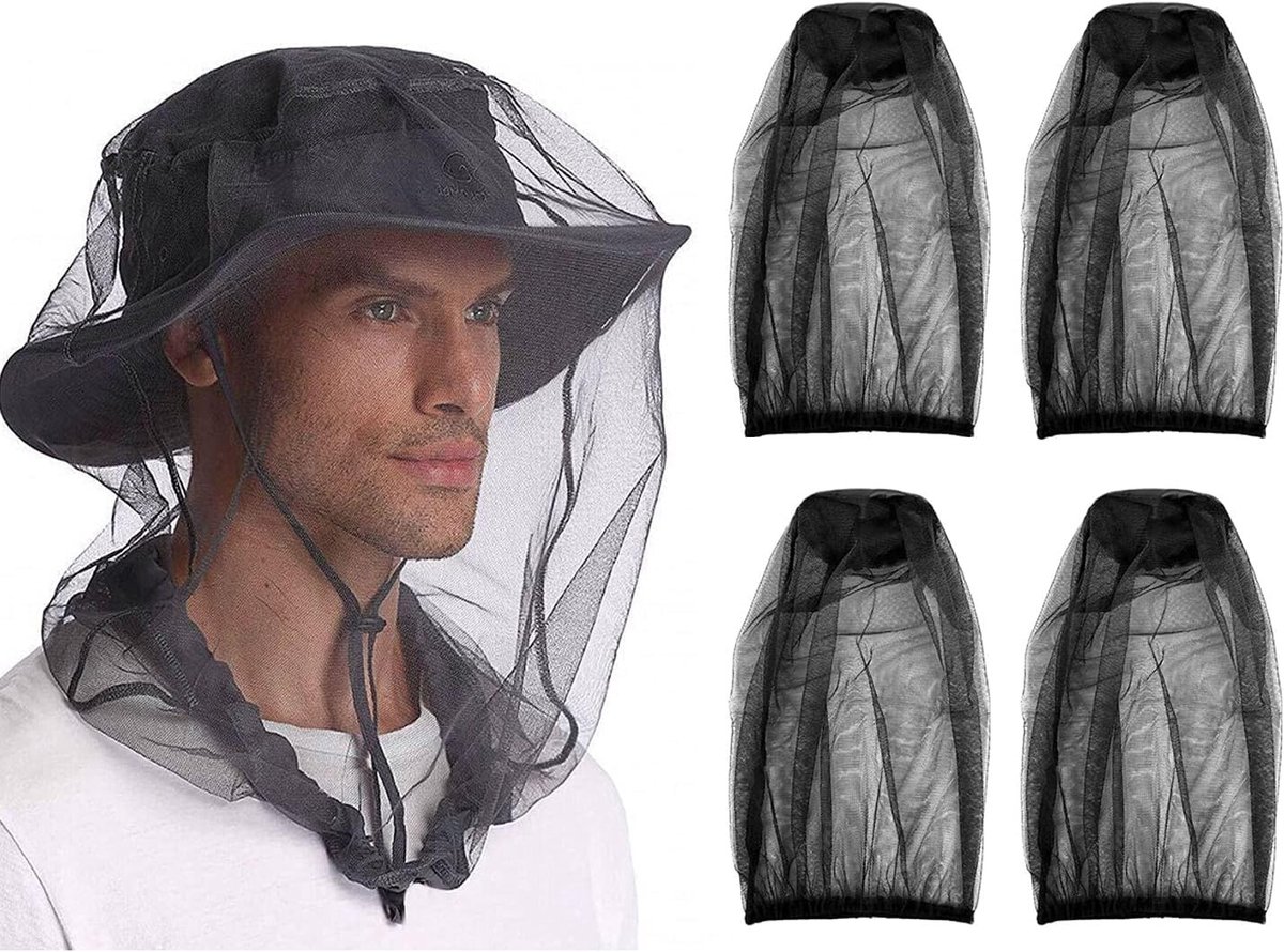 Dailygoods- Muggennetset 4-delig - Nylon Insectennet - Lichtgewicht en Draagbaar - Effectieve Ongediertebescherming - Afmetingen 48 x 38 cm - Geschikt voor het Gezin