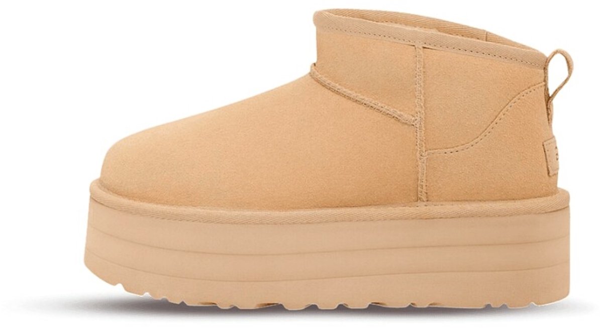 Bruin Tinten W Classic Ultra Mini Platform Vachtlaarzen - Warme Laarzen - Dames - Beige - Maat 42