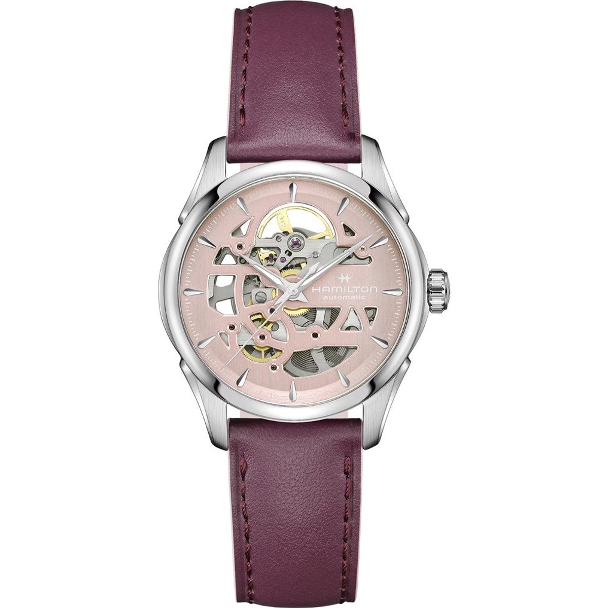 Hamilton Jazzmaster Skeleton H32265870 Horloge - Leer - Paars - Ø 36 mm