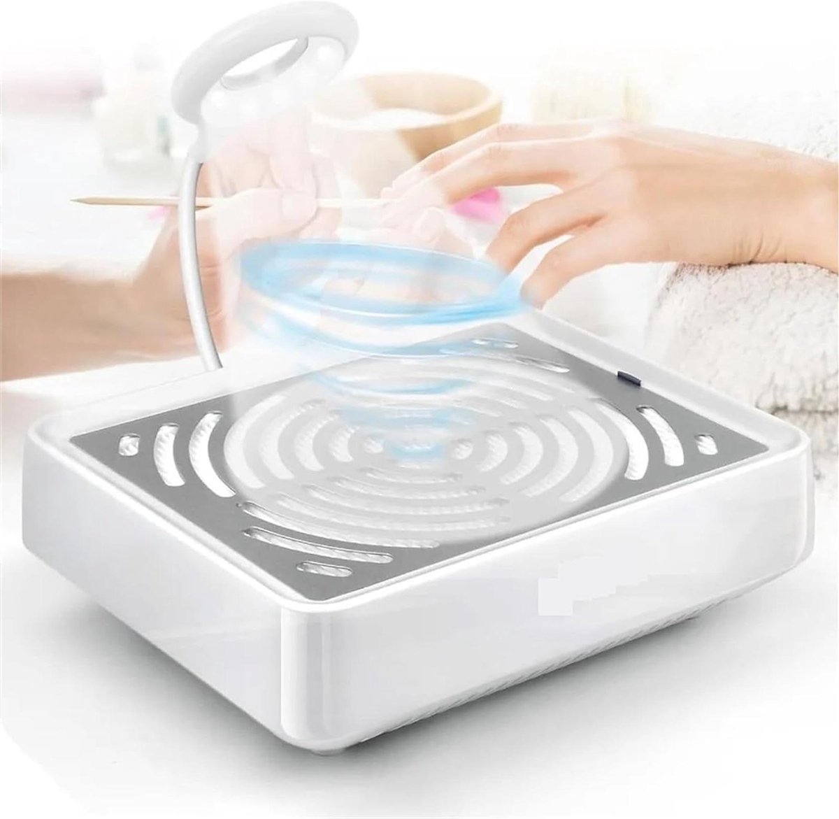 Nagelstofafzuiger Elektrisch - Stofzuiger Manicure - Nagels Schoon Maken - Ingebouwde Lamp - 240 mm - Wit