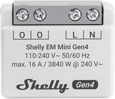 Shelly EM Mini Gen4 - Slimme Verbruiksmeter - 16 A - Inzicht in Stroomverbruik - Inbouw Stroommeter - Wifi - Zigbee & Matter - 1 stuk
